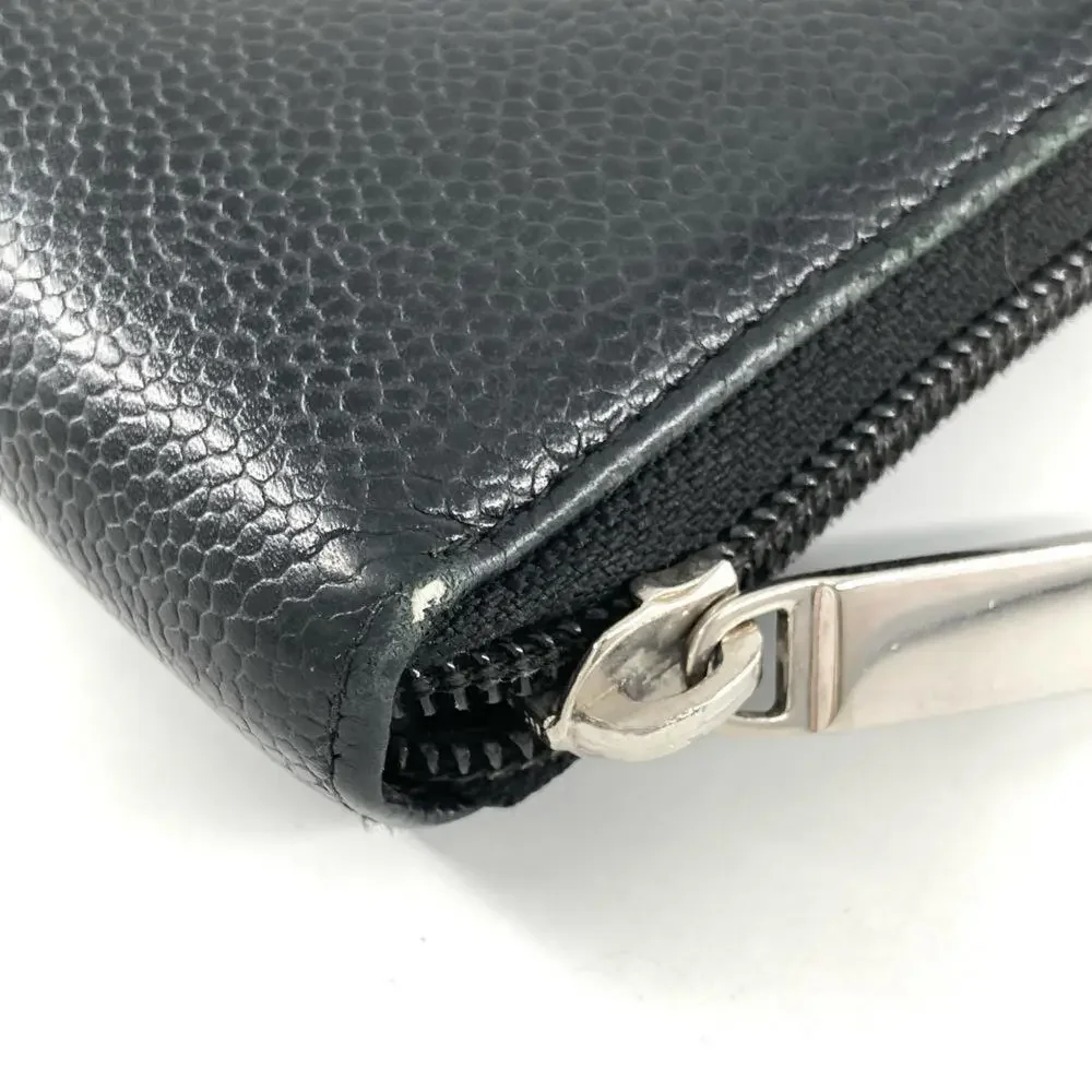 CHANEL Black Caviar Leather Logo Wallet
